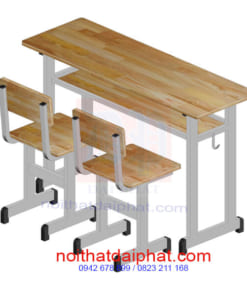 Bàn học khung sắt mặt gỗ