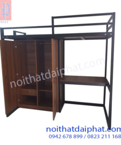 Giường sắt có tủ và bàn học