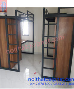 Giường sắt kèm tủ và bàn học